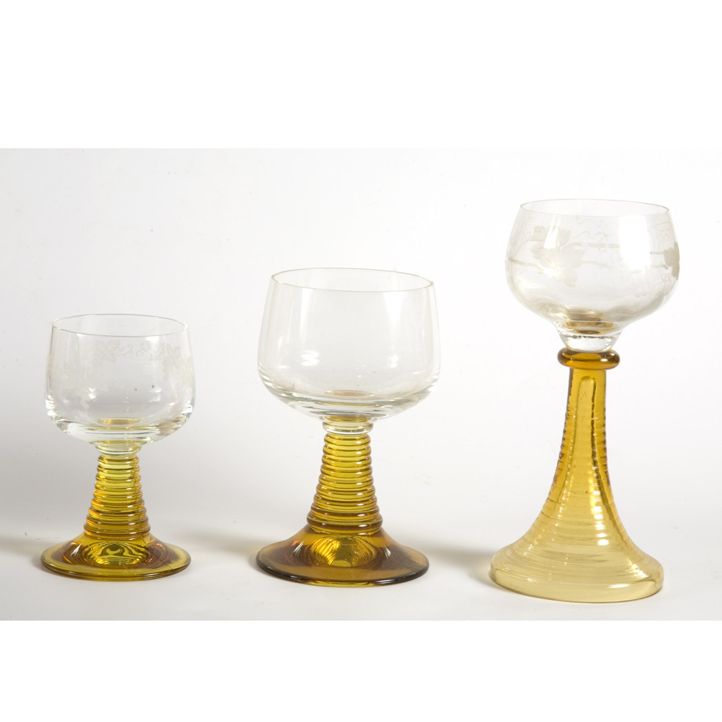 Appraisal: Assembled Group of Bohemian Style Glass Stemware Approximately thirty pieces