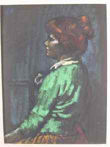 Appraisal: A pastel portrait of a woman signed ''MM'' top left