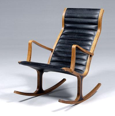 Appraisal: Rocking chair Tendo Mokko bent laminate form with ribbed leather