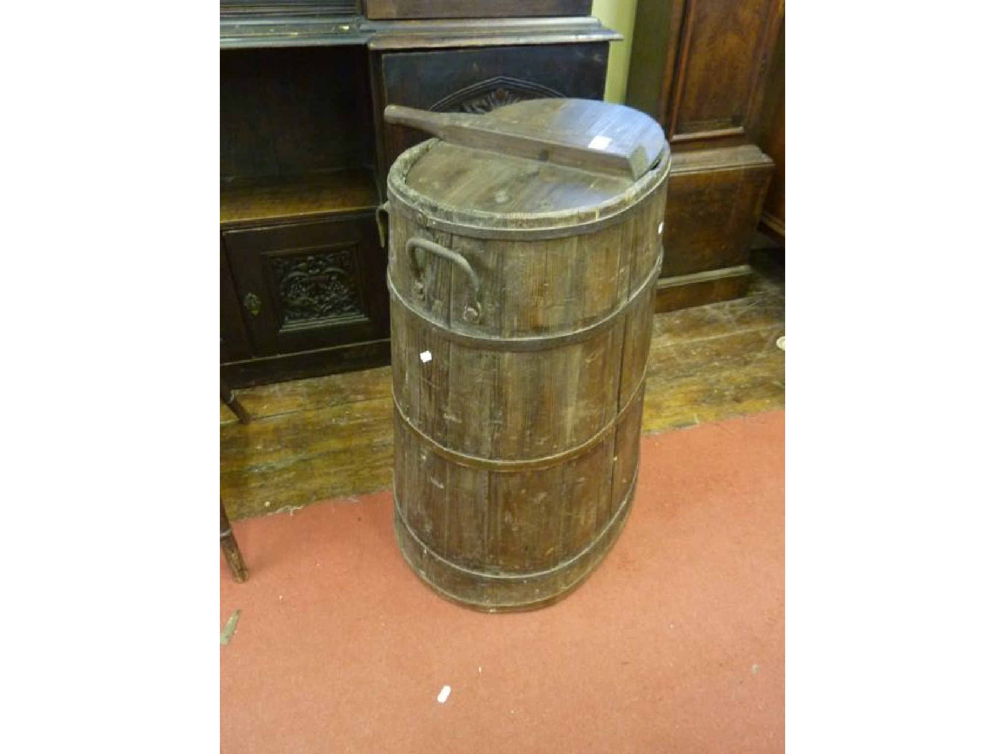 Appraisal: A th century pine dairy tub of oval form with