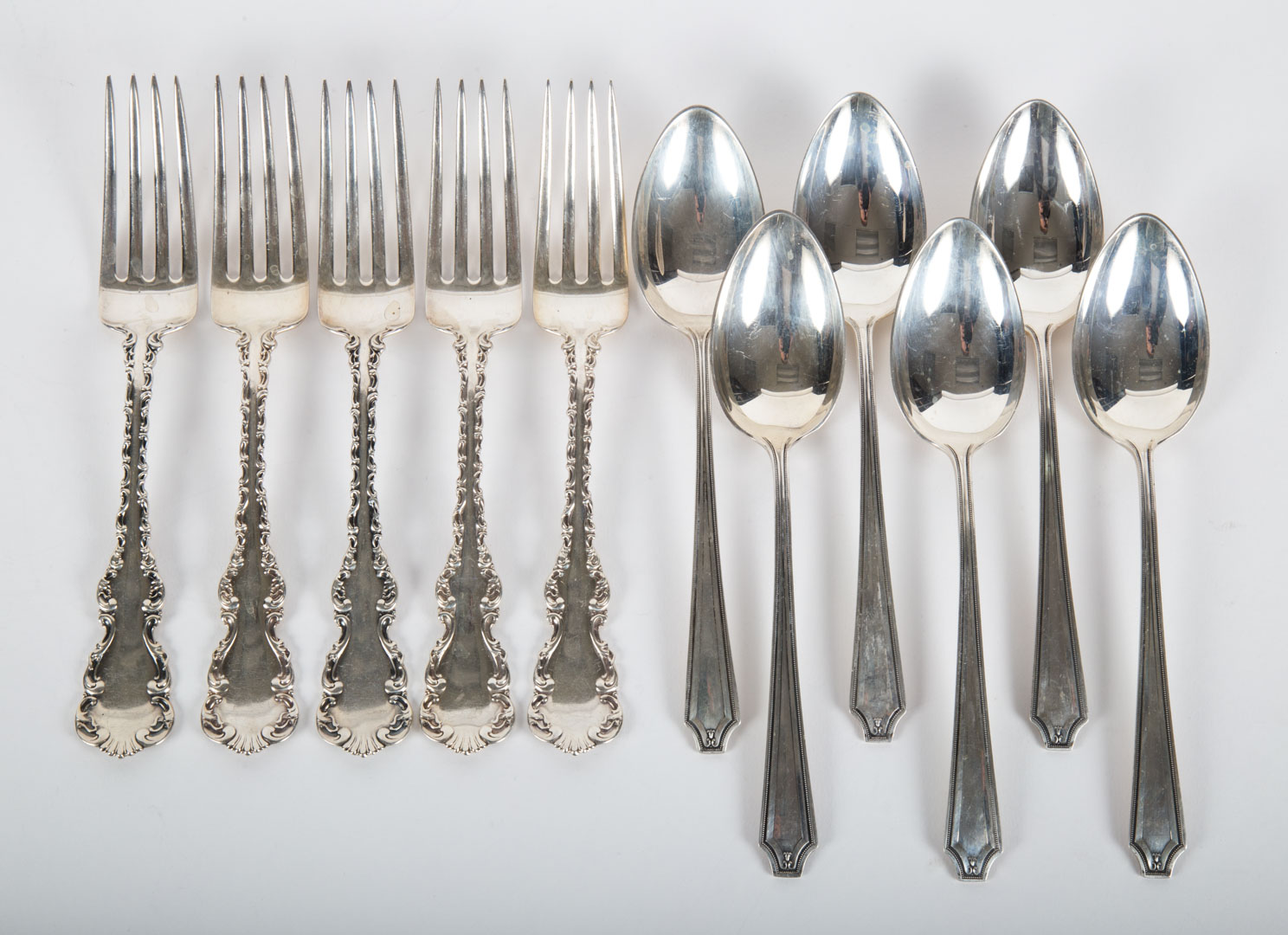 Appraisal: Group of Whiting sterling silver flatware including five Louis XV