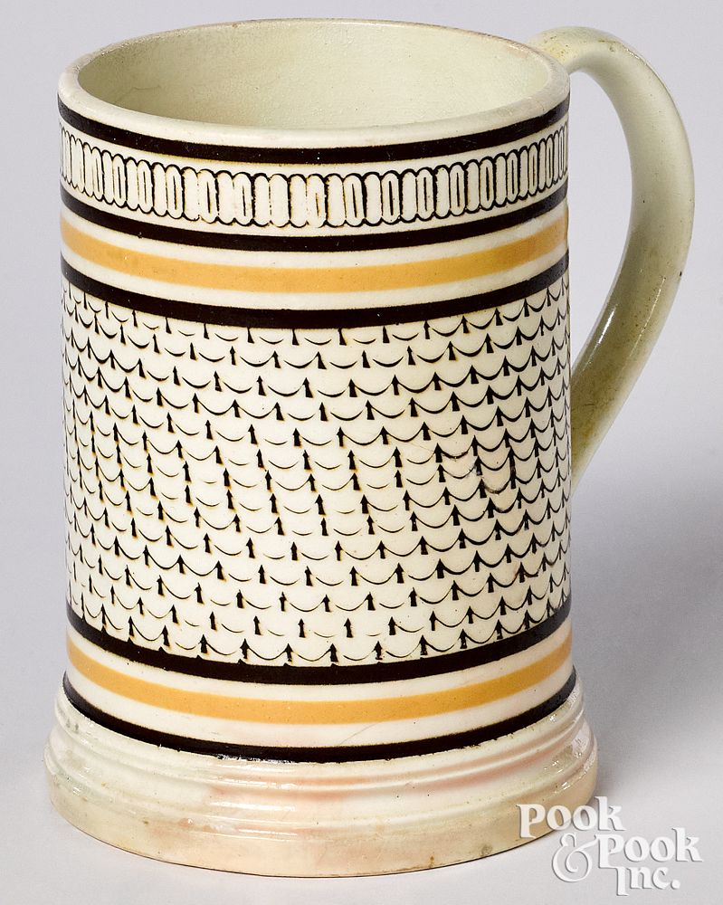 Appraisal: Mocha mug Mocha mug with brown fleck decoration h Provenance