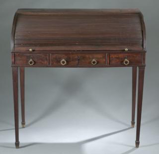 Appraisal: English regency tambour roll top desk Albert Barker Ltd campaign