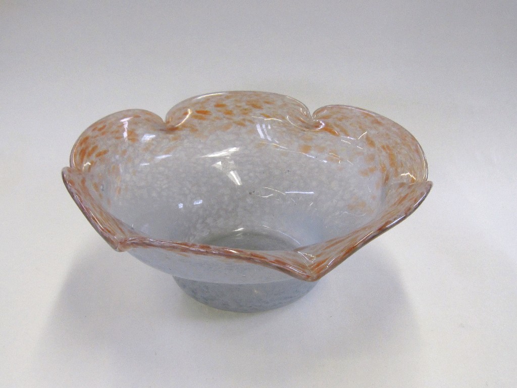 Appraisal: Vasart glass bowl mottled white orange