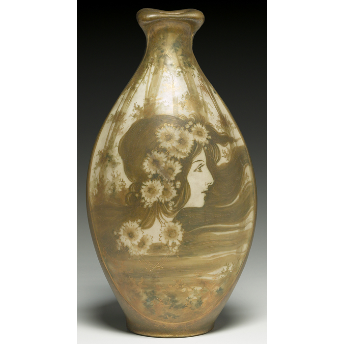 Appraisal: Amphora vase designed by Nikolaus Kannhauser portrait of a woman