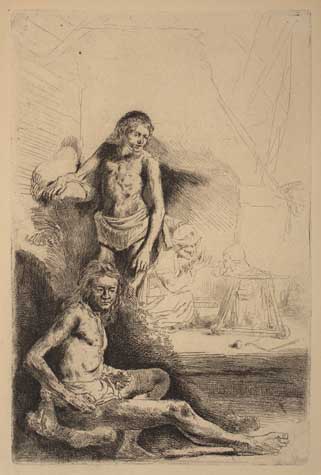 Appraisal: REMBRANDT VAN RIJN Nude Man Seated and Another Standing with