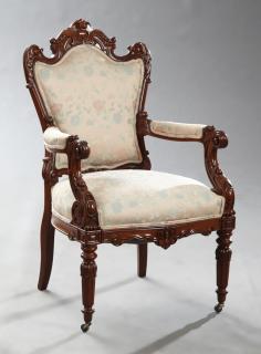 Appraisal: Louis XVI Style Carved Walnut Fauteuil late th c the