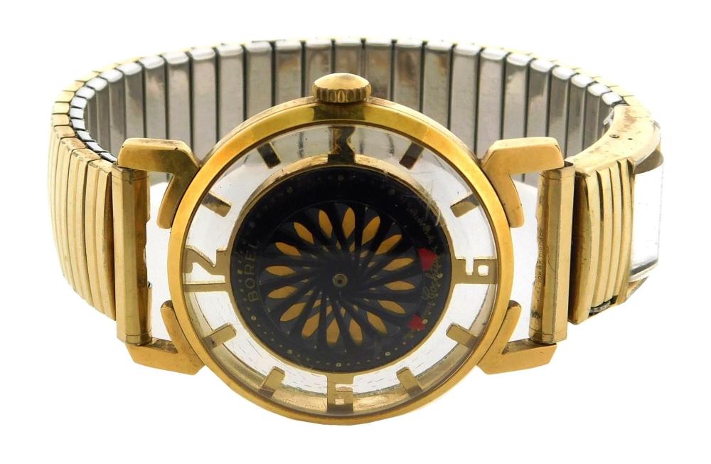 Appraisal: JEWELRY Man's Borel cocktail kaleidoscope wristwatch manual wind movement stamped