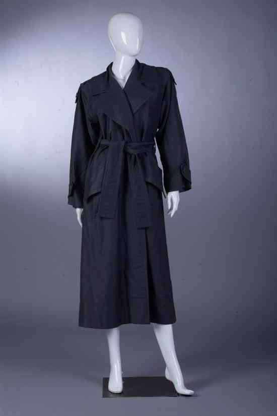 Appraisal: YVES SAINT LAURENT RIVE GAUCHE STEEL BLUE TRENCH COAT s