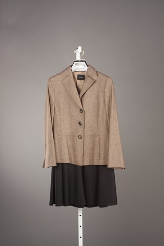 Appraisal: Akris tan tweed jacket and wool flare skirt Size Good