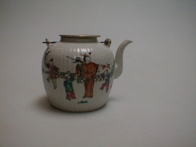 Appraisal: A thC famille rose porcelain teapot of melon form with