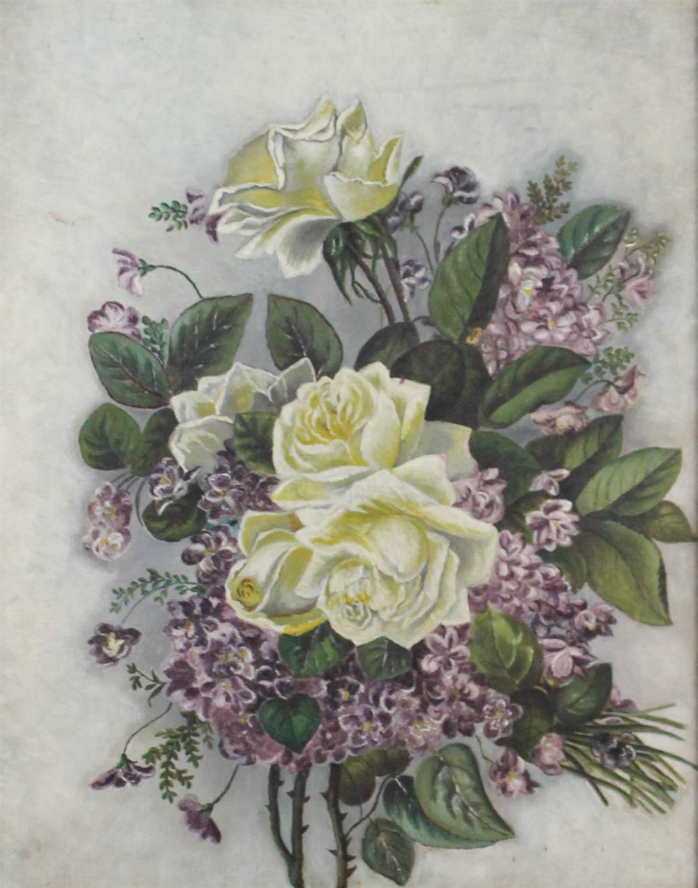 Appraisal: MARGARET MOUNTZ DALE AMERICAN - YELLOW ROSES AND LILACS Oil