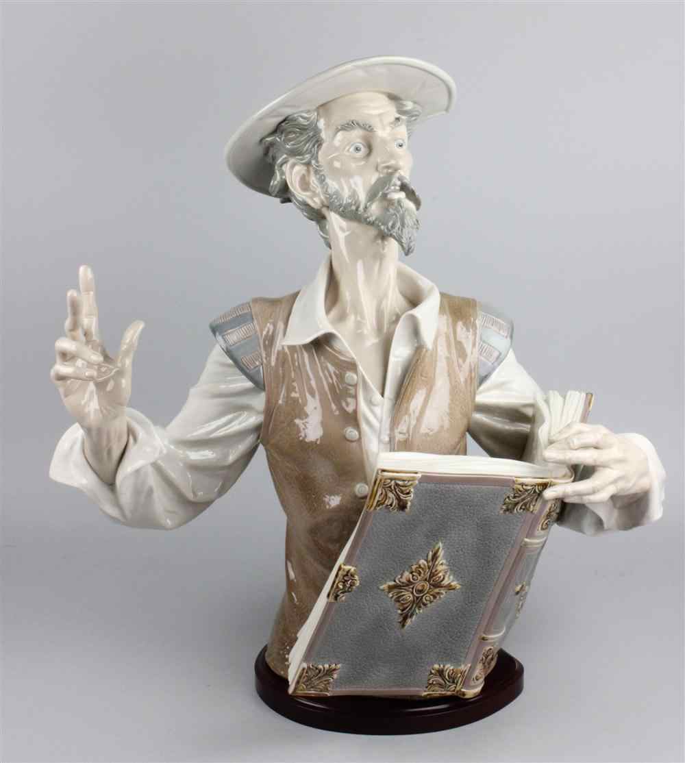 Appraisal: LLADRO PORCELAIN 'LISTEN TO QUIXOTE' bust of Don Quixote reciting