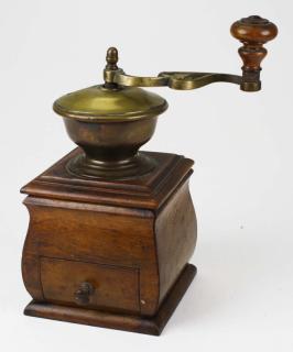 Appraisal: early th c brass mahogany coffee grinder with hand cut