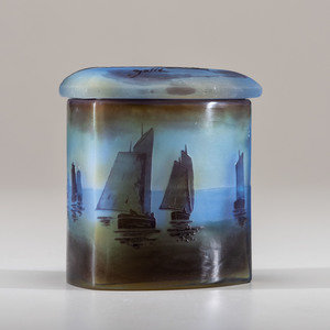 Appraisal: mile Gall French Seascape Lidded Box cameo glass signed 'Gall