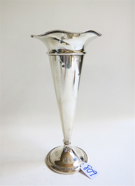 Appraisal: STERLING SILVER TRUMPET VASE by Harris Schafer Co Height inches