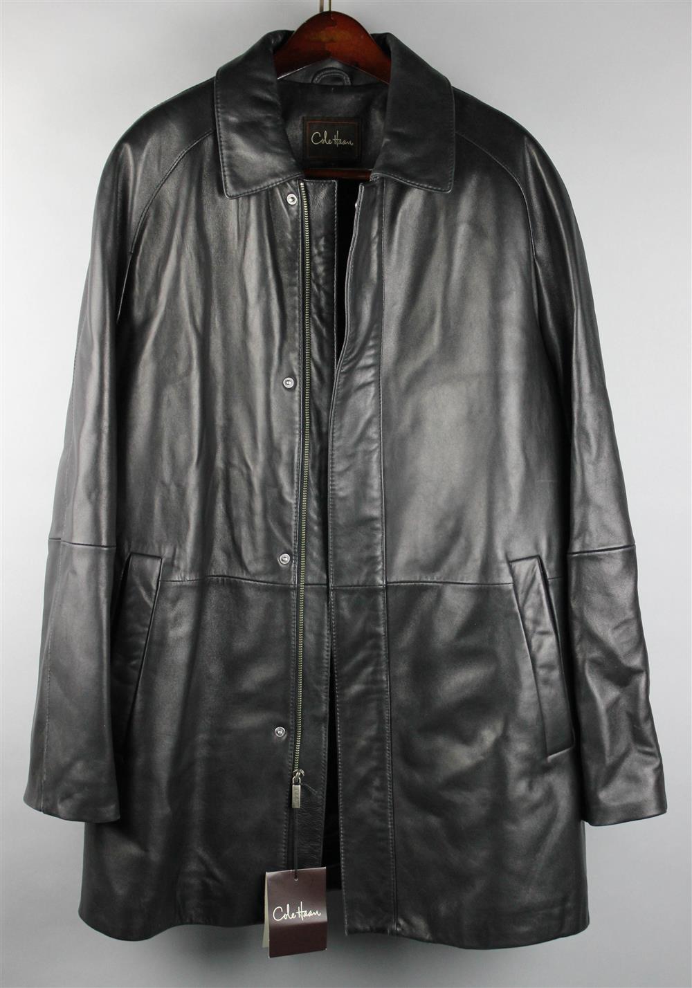 Appraisal: COLE HAAN MEN'S NEW BLACK LEATHER JACKET SIZE SMALL Style