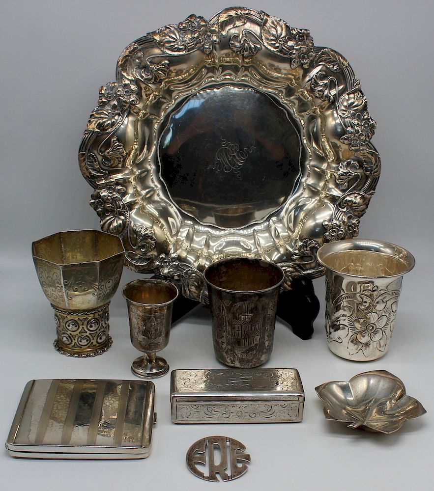 Appraisal: SILVER Assorted American and Continental Silver Includes a monogrammed Art