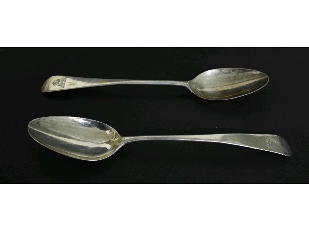 Appraisal: Pair of George III silver table spoons maker CH London