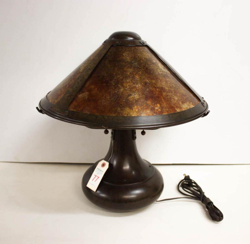 Appraisal: COPPER ARTS CRAFTS STYLE TABLE LAMP Dirk van Erp design