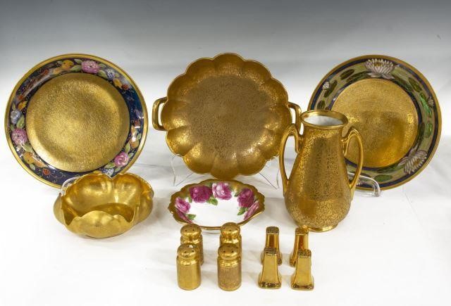 Appraisal: lot of Gilded porcelain tableware including Pickard k gold lotus