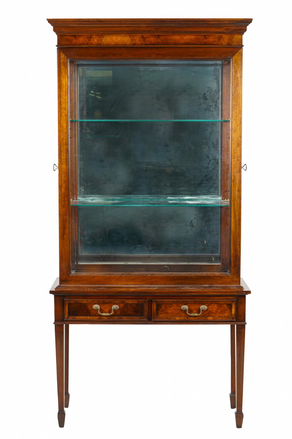 Appraisal: AMERICAN WALNUT DISPLAY CABINET ON STANDstamped Hekman constructed in two