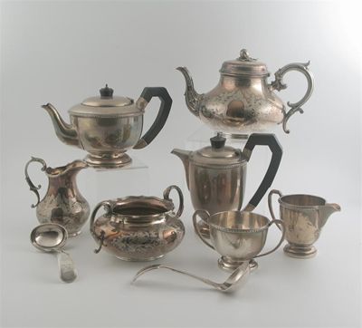 Appraisal: A mixed lot a modern four-piece teaset circular with decorative