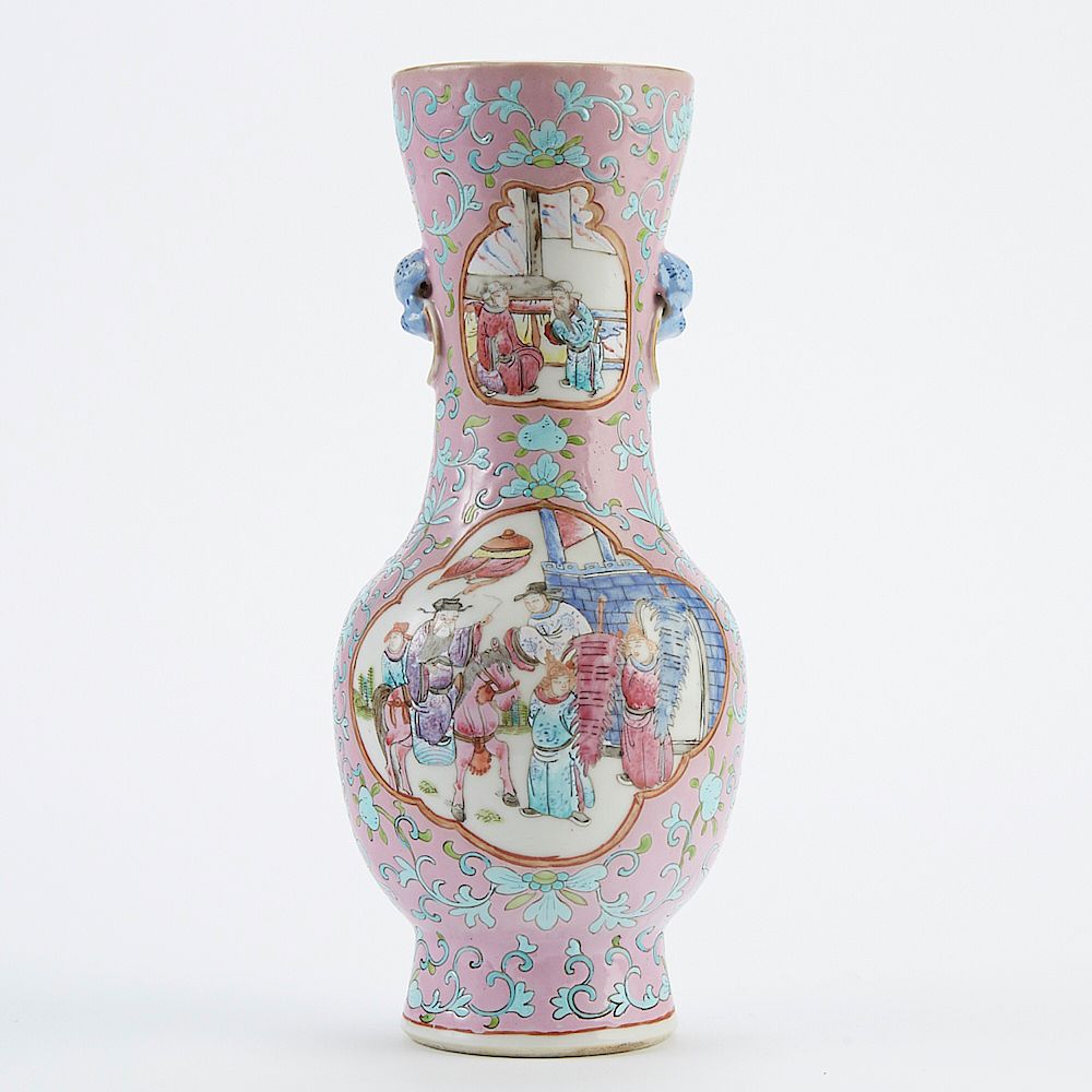 Appraisal: Chinese Lavender-Ground Famille Rose Porcelain Vase A fine Chinese lavender-ground