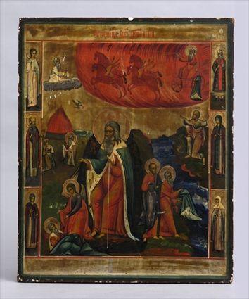 Appraisal: RUSSIAN ICON WITH SCENES FROM THE LIFE OF A SAINT