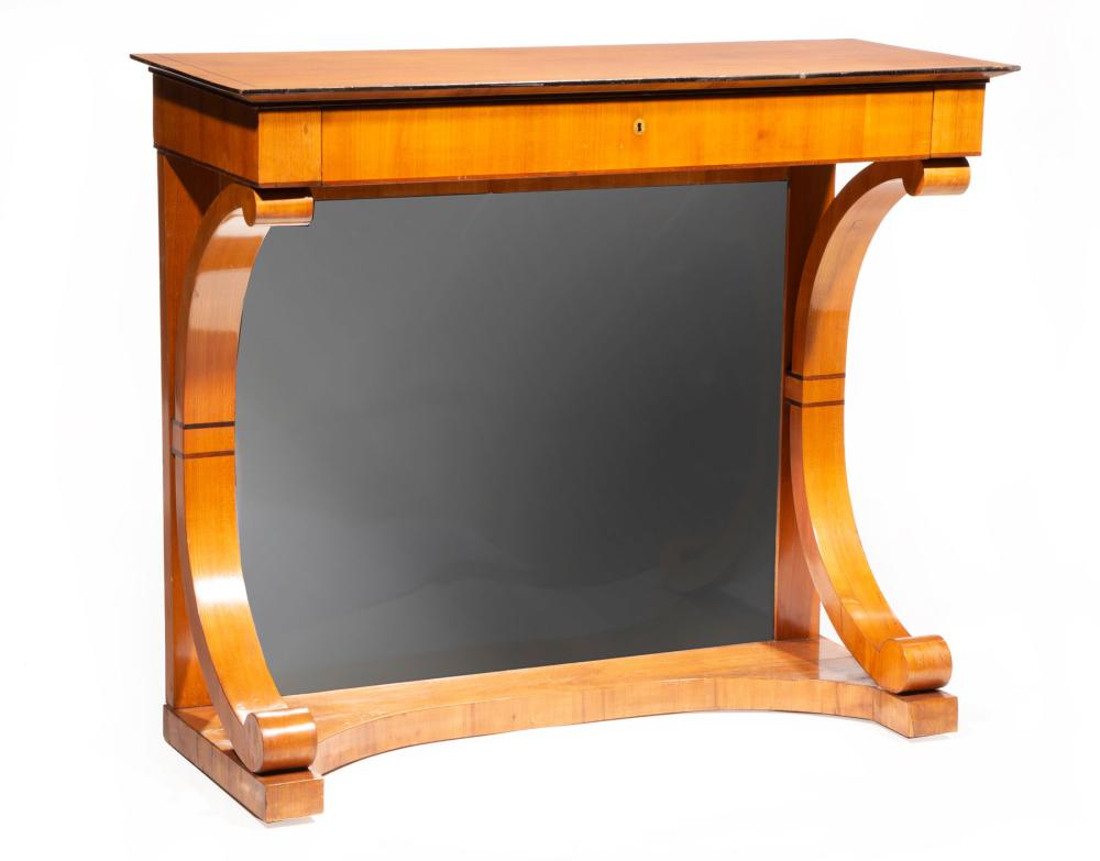 Appraisal: Biedermeier Parcel Ebonized Fruitwood Pier Table mid- th c chamfered