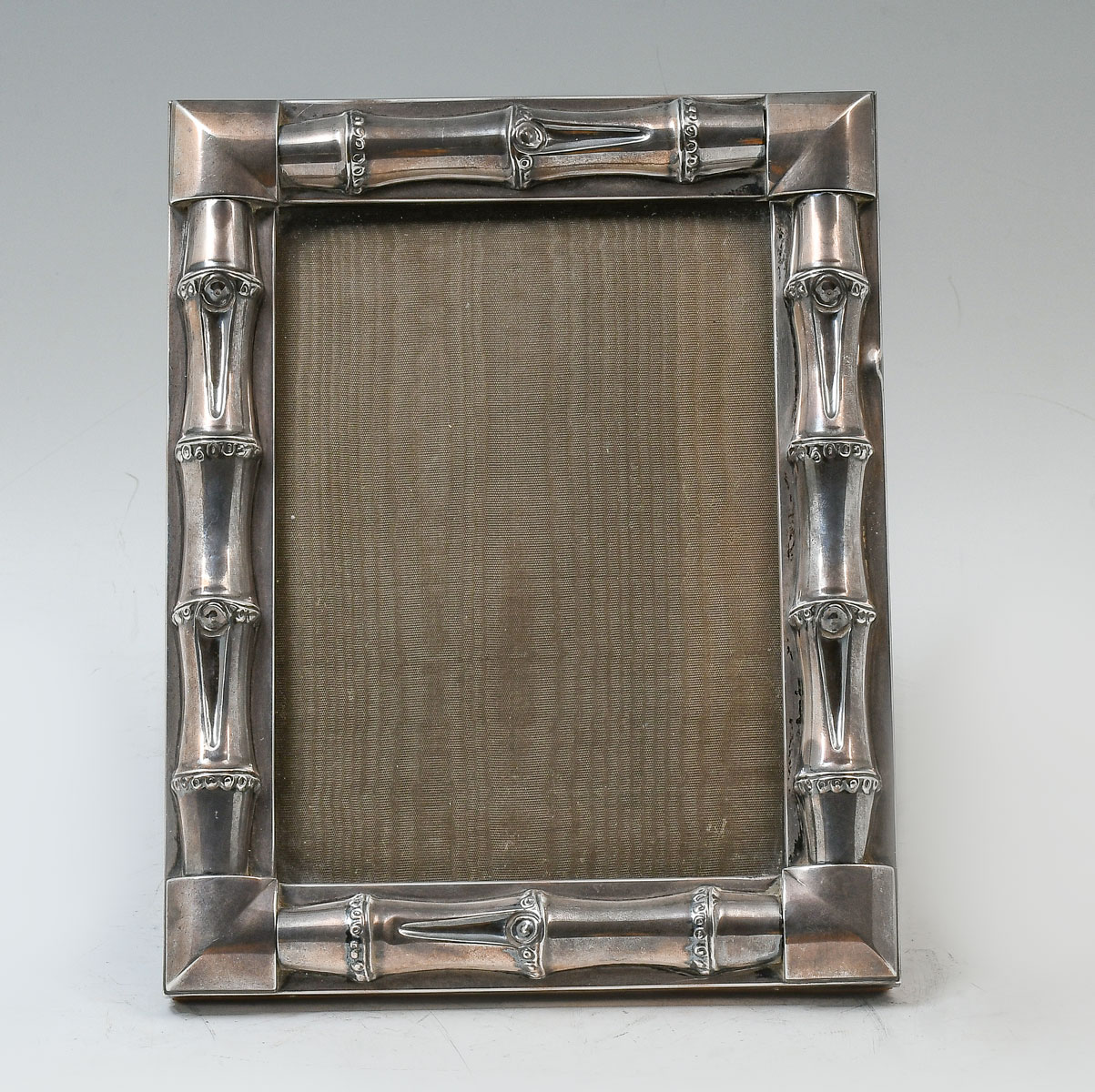 Appraisal: GUCCI STERLING SILVER BAMBOO MOTIF PICTURE FRAME th century Italian