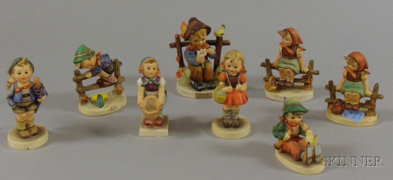 Appraisal: Eight Hummel Goebel Ceramic Figures includes She Loves Me She