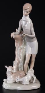 Appraisal: Lladro Boy with Lambs Figure Lladro Boy with Lambs Ref