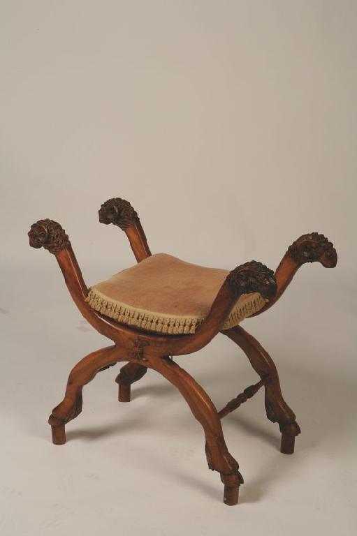 Appraisal: A REGENCY STYLE STYLE X -FRAME STOOL with an upholstered