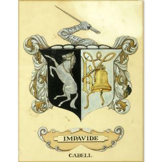 Appraisal: Antique Painting of Impavide Cabell Coat of Arms on Paper