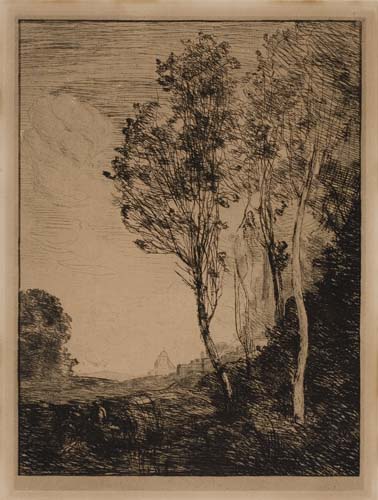 Appraisal: JEAN-BAPTISTE-CAMILLE COROT Souvenir d'Italie Etching and drypoint on cream laid