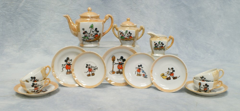 Appraisal: Vintage Disney Mickey Mouse lustreware childs teaset pieces missing one