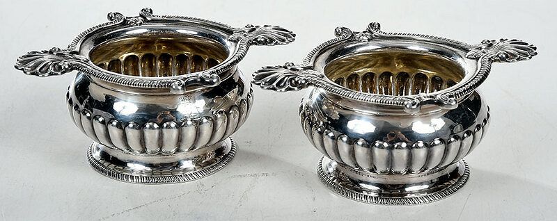 Appraisal: Pair of George III English Silver Salts London round with