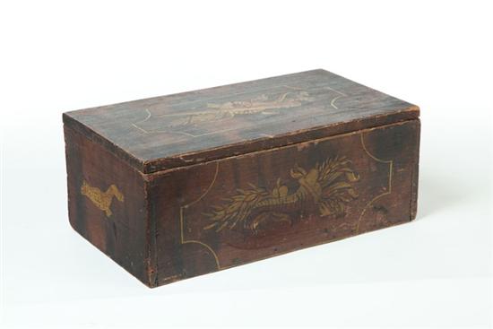 Appraisal: DECORATED BOX Probably New England mid th century pine Original