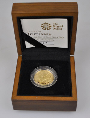 Appraisal: A boxed Royal Mint Britannia quarter ounce proof coin