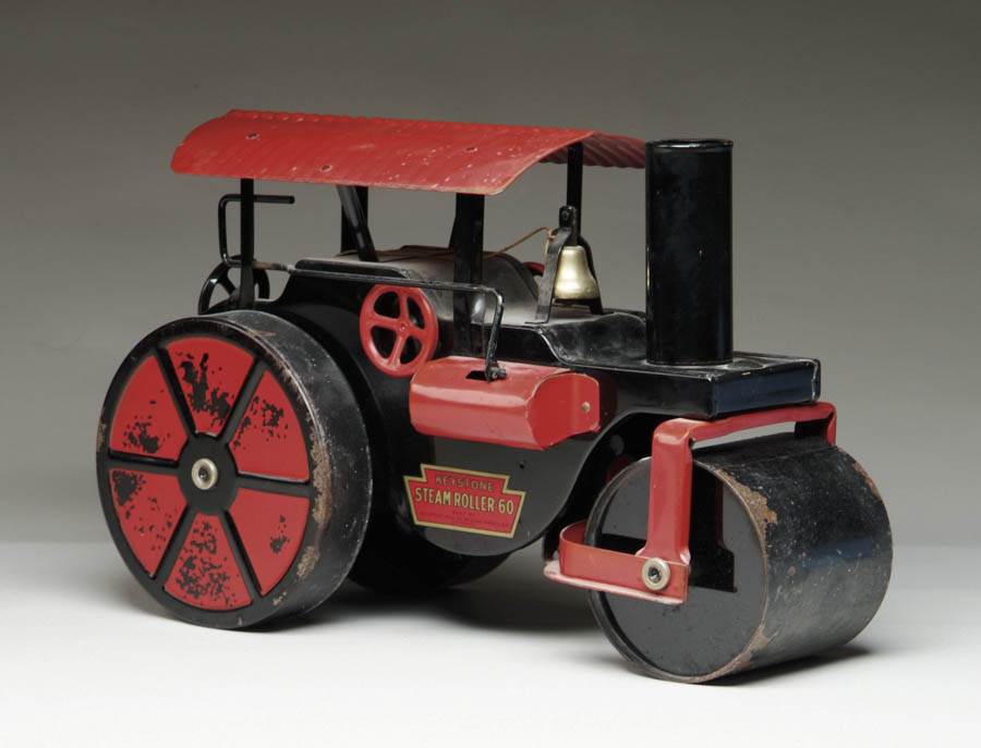 Appraisal: KEYSTONE STEAM ROLLER Large black enameled road roller with steerable