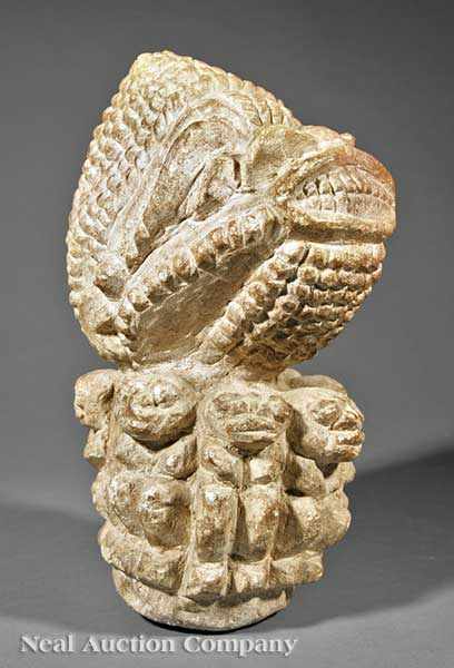 Appraisal: A Sierra Leone Carved Stone Head and Figural Group the