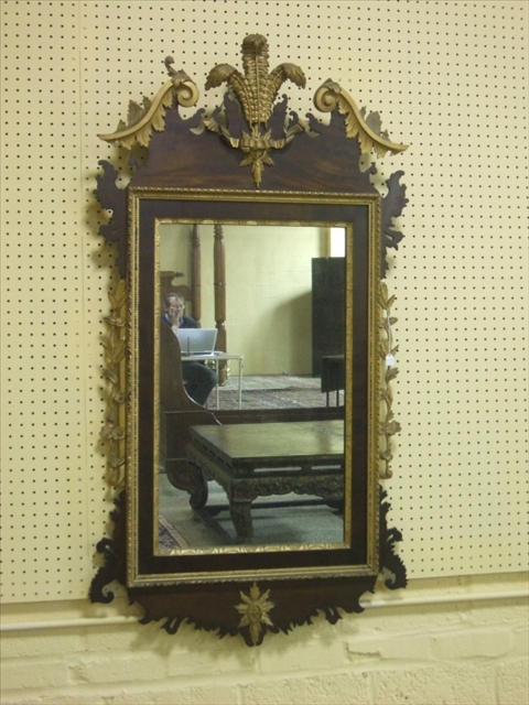 Appraisal: LARGE CHIPPENDALE STYLE MAHOGANY AND PARCEL GILT MIRROR TH CENTURY