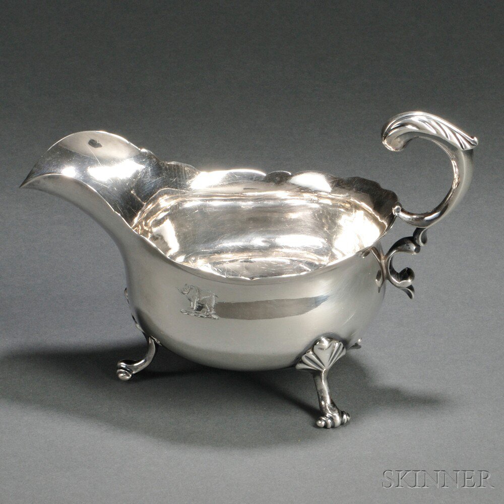 Appraisal: George II Sterling Silver Sauceboat London - maker's mark W