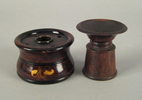 Appraisal: Chester Connecticut treen inkwell bearing the label of S Silliman