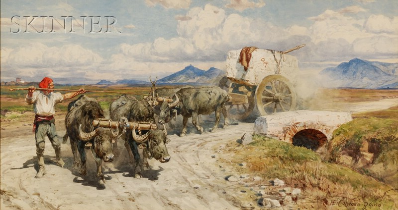 Appraisal: Henry Enrico Coleman Italian - Bullock Cart Conveying Stone from