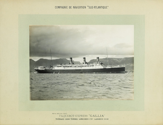 Appraisal: COMPAGNIE de NAVIGATION SUD-ATLANTIQUE Gallia Paquebot-Express Gallia Tonnage Tonnes Longueur