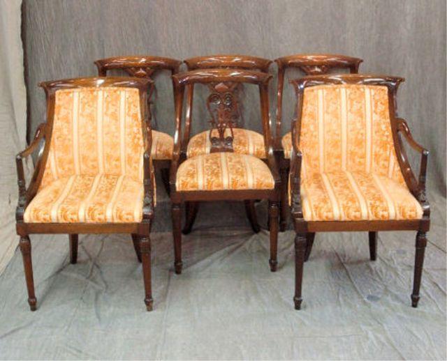 Appraisal: Dining Chairs Side and Arm Chairs With scroll backs and