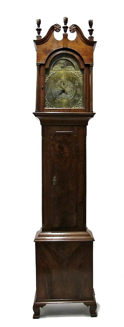 Appraisal: Walnut tall case clock a fine replica of a philadelphia