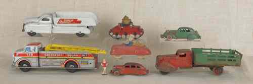 Appraisal: Seven miscellaneous toy vehicles to include Hubley Sun Rubber Buddy